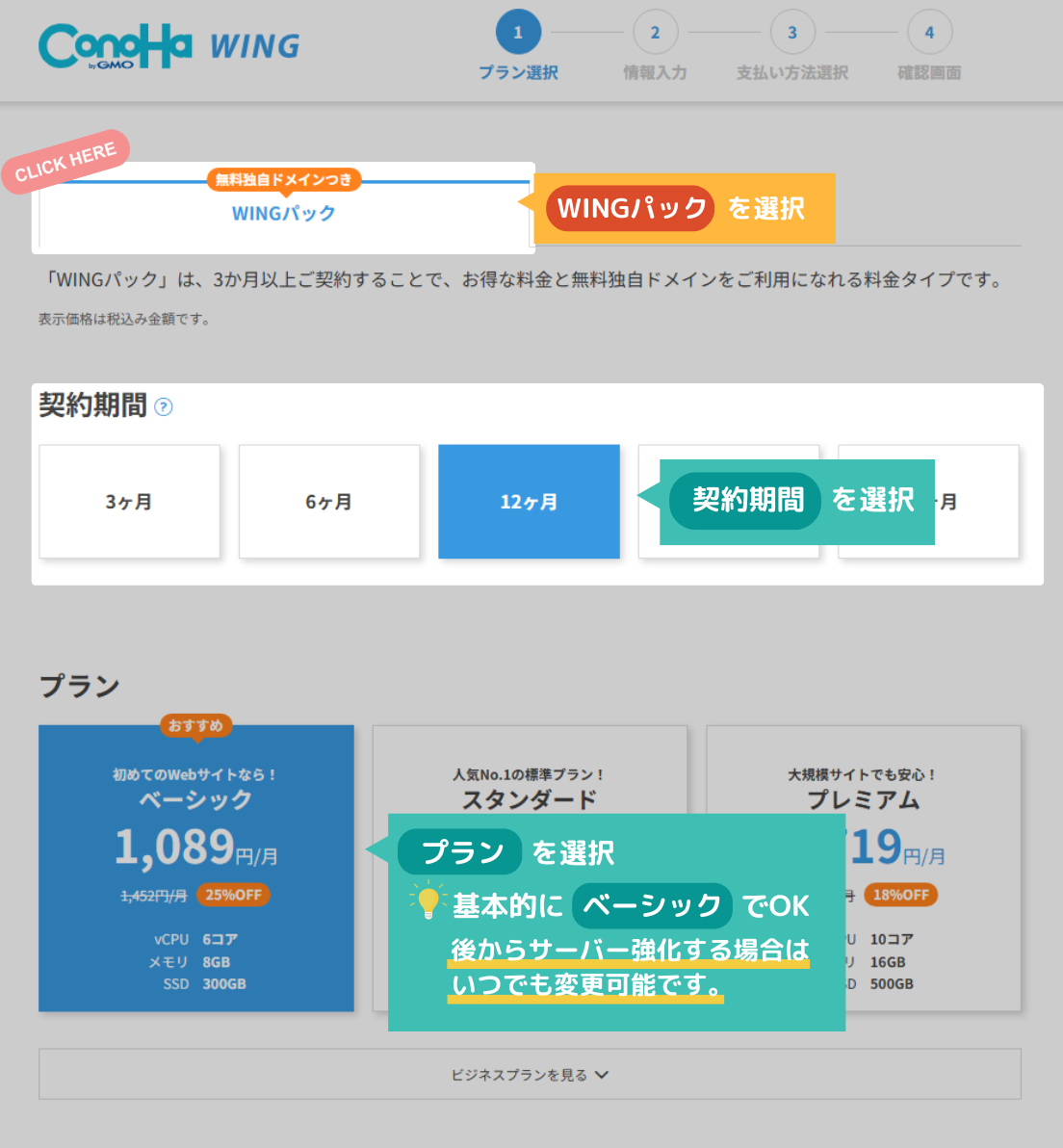 サーバーの契約期間とプラン選択